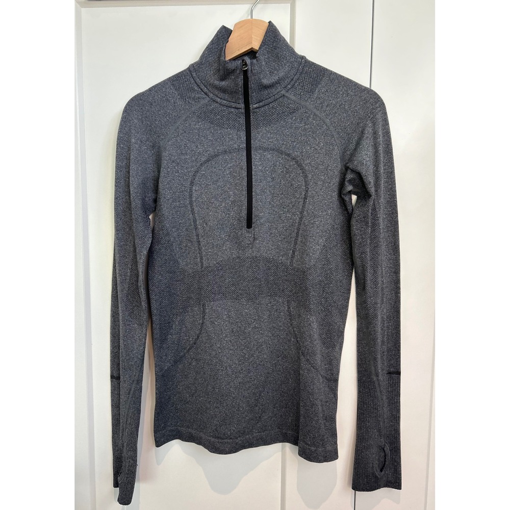 Lululemon Swiftly‎ Tech Half Zip Grey Heathered Pullover Top Size 8
